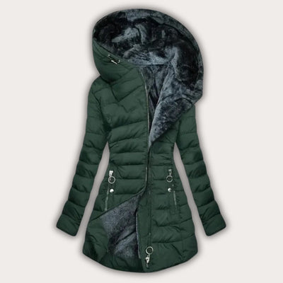 Manteau doudoune asymétrique à capuche élégant