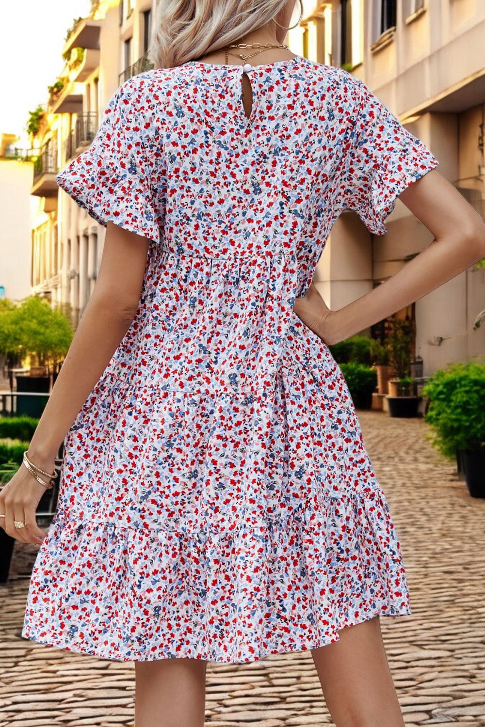 Inès - Robe à jupe étagée et manches volantes