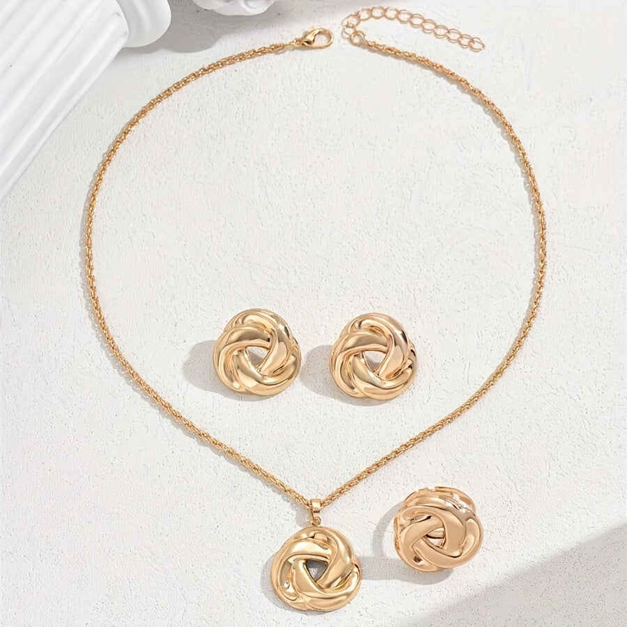 Parure collier, bague et boucles d’oreilles en or 18K en forme de rose