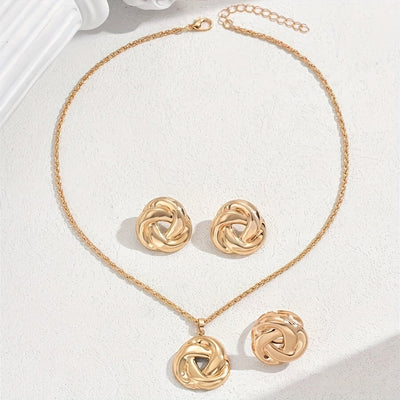 Parure collier, bague et boucles d’oreilles en or 18K en forme de rose