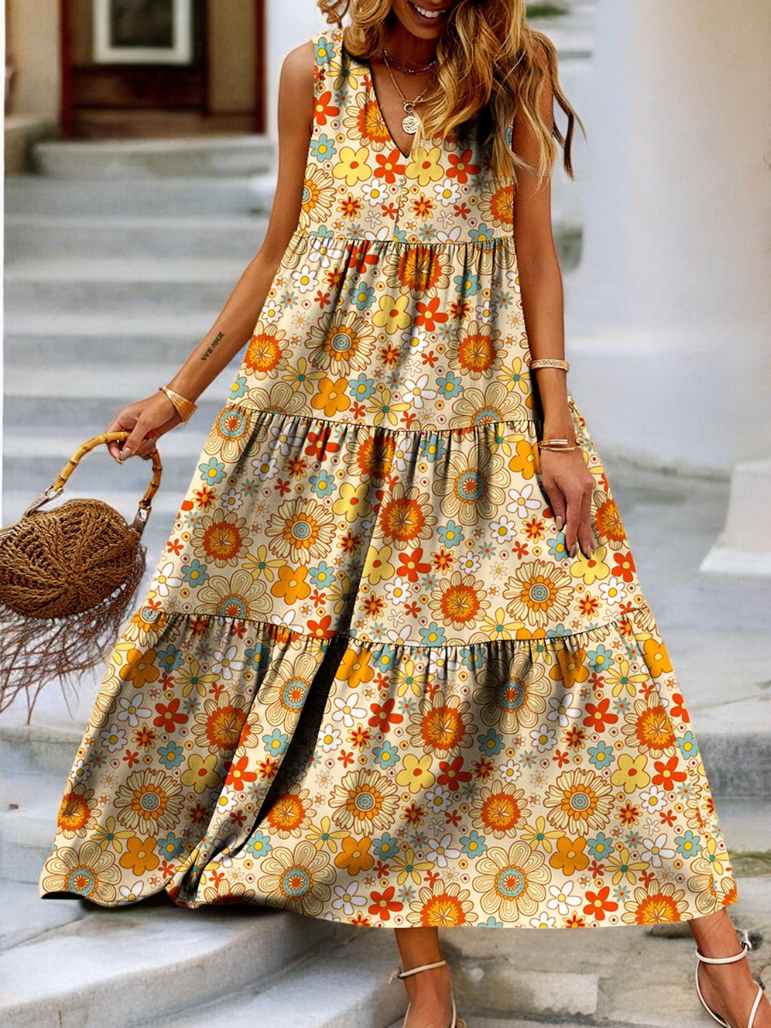 Chloé - Robe sans manches à encolure en V dégradée