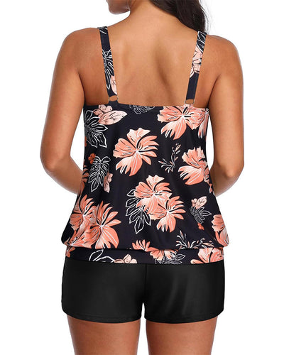 Tankini Slim Haut Boxertanga Imprimé Deux Pièces