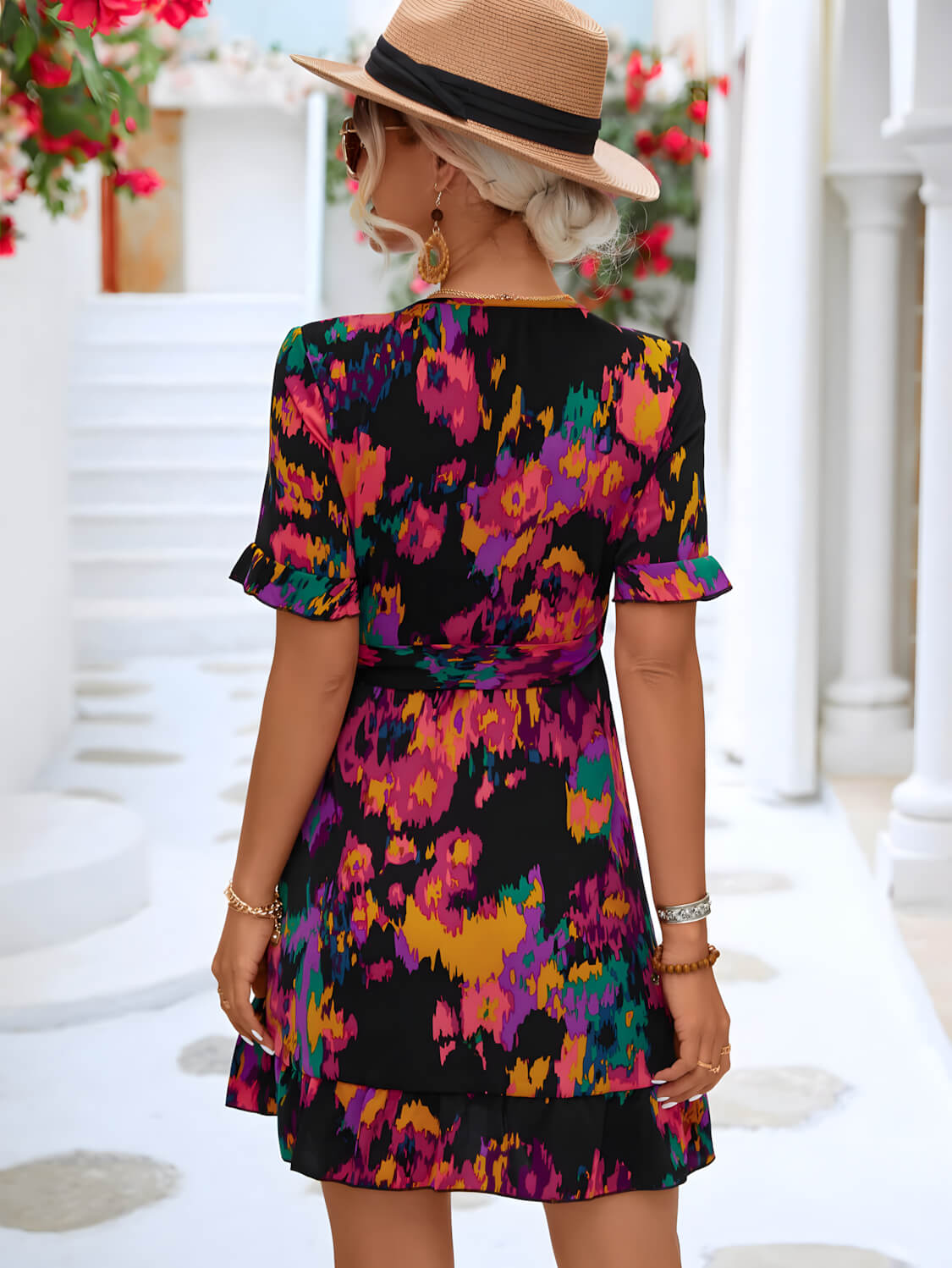 Lina - Robe à manches papillon et ceinture à la taille