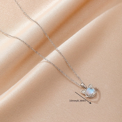 Collier pendentif chat en pierre de lune