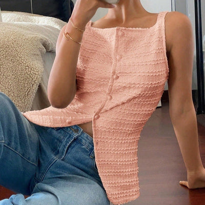 Top sans manches pour femme, texture côtelée, style ajusté - Eliane