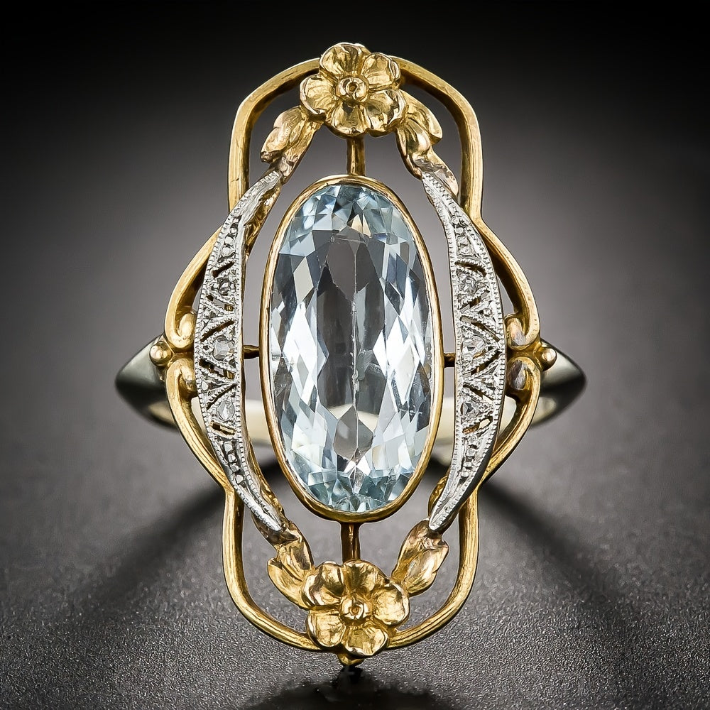 Bague design français classique avec grande pierre précieuse