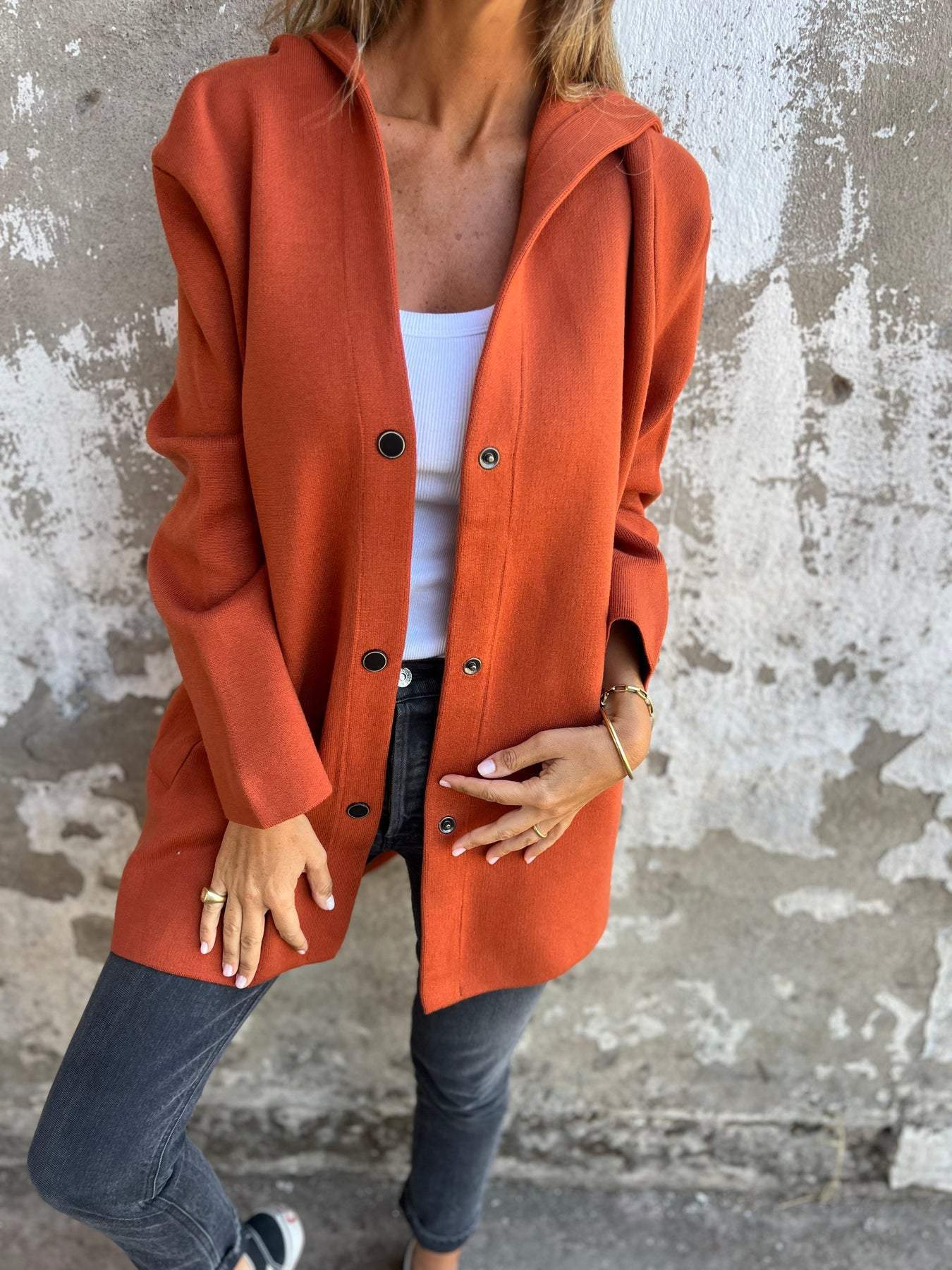 Tamara| Veste à capuche à poitrine simple pour femmes