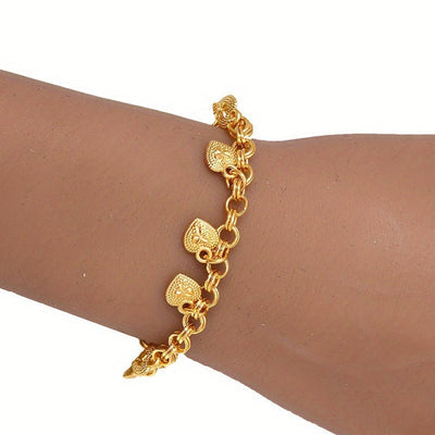 🇫🇷 Bracelet design gipsy français avec petits cœurs en or