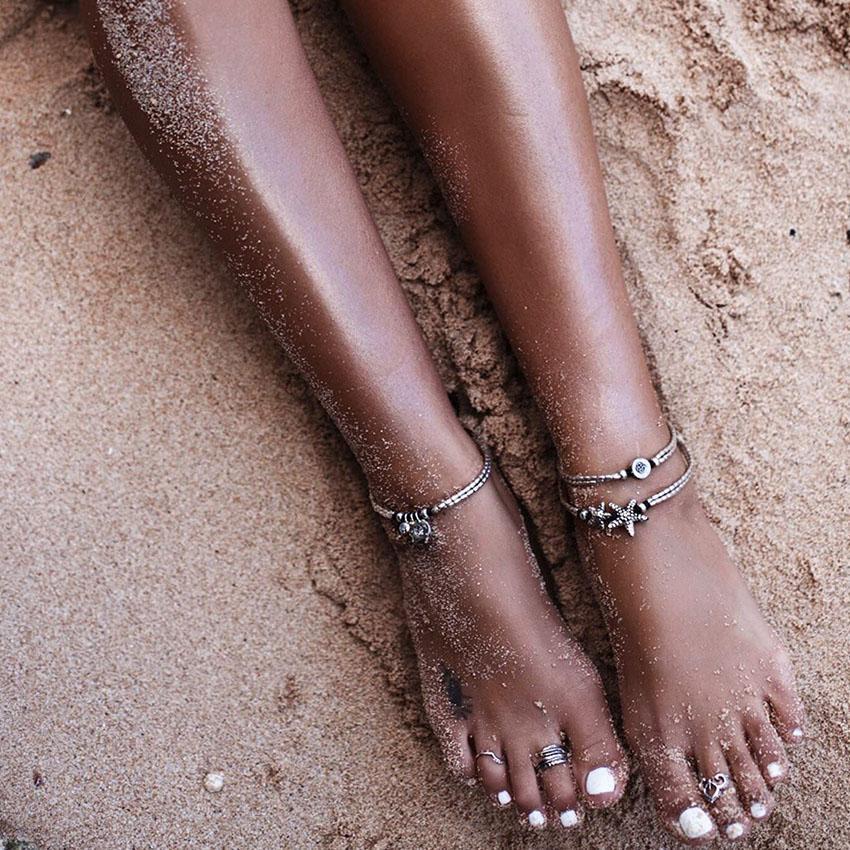 Bracelet de cheville étoile de mer Boho