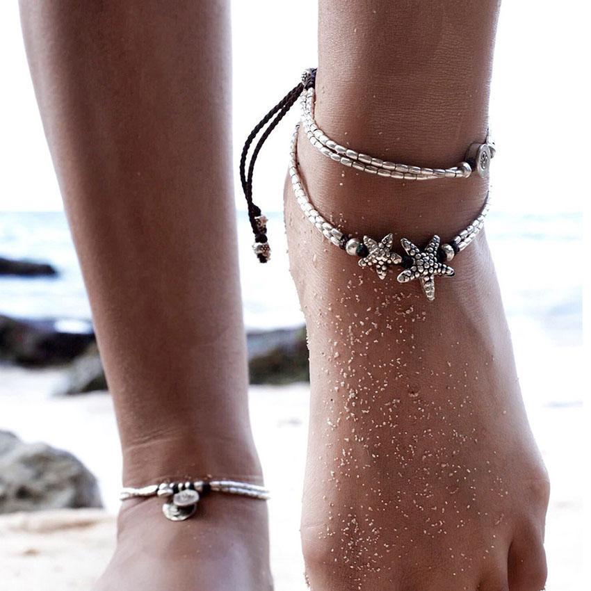 Bracelet de cheville étoile de mer Boho