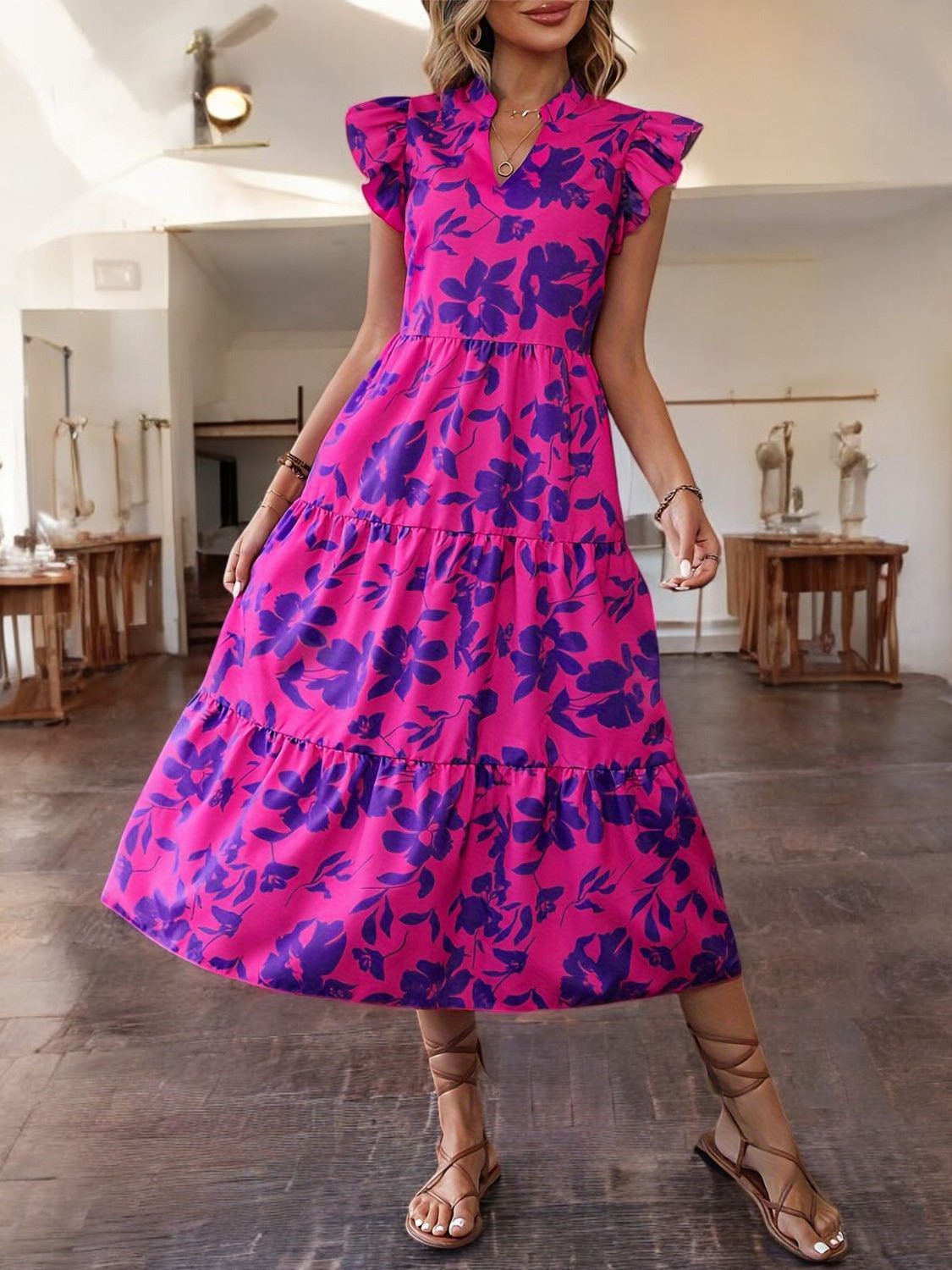 Ophélie - Robe d'été élégante avec manches à volants