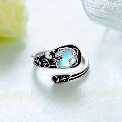 Bague poulpe en pierre de lune