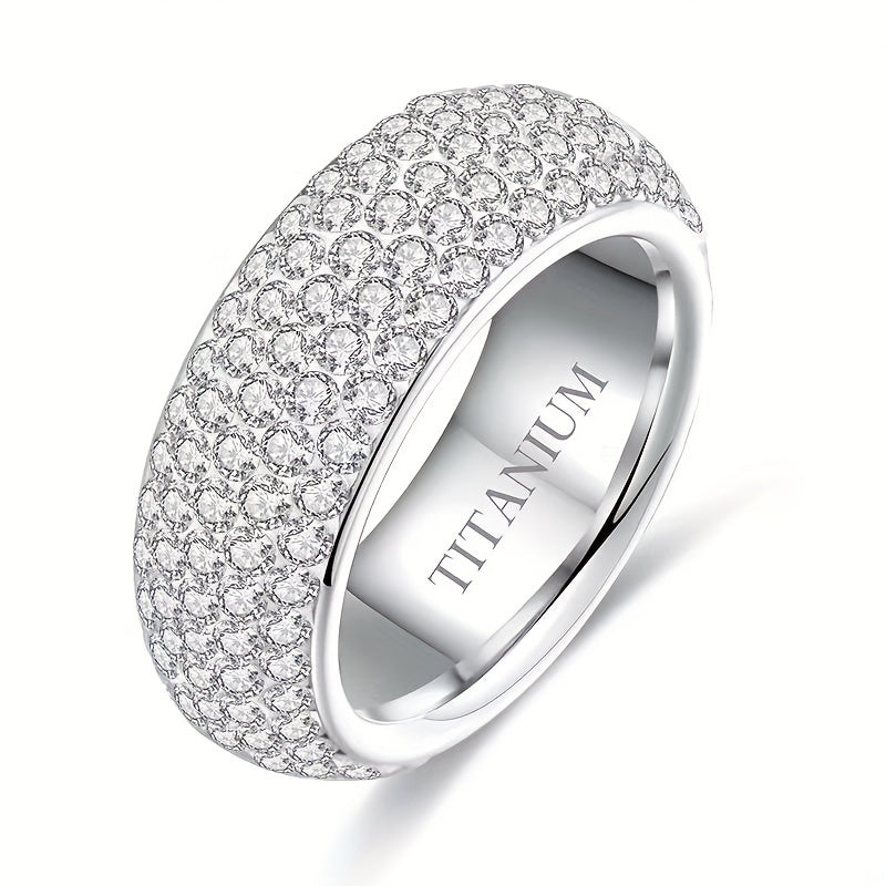 Bague en titane avec diamants indiscernables du vrai