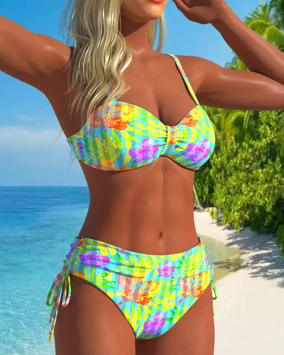 Robe de Bain Imprimée Taille Liens dans le Dos