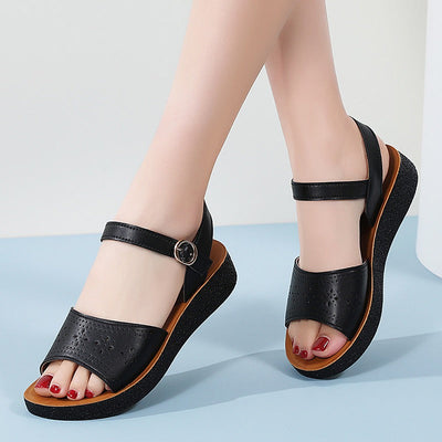 Sandales en cuir synthétique ajouré de style décontracté pour femmes - Monica