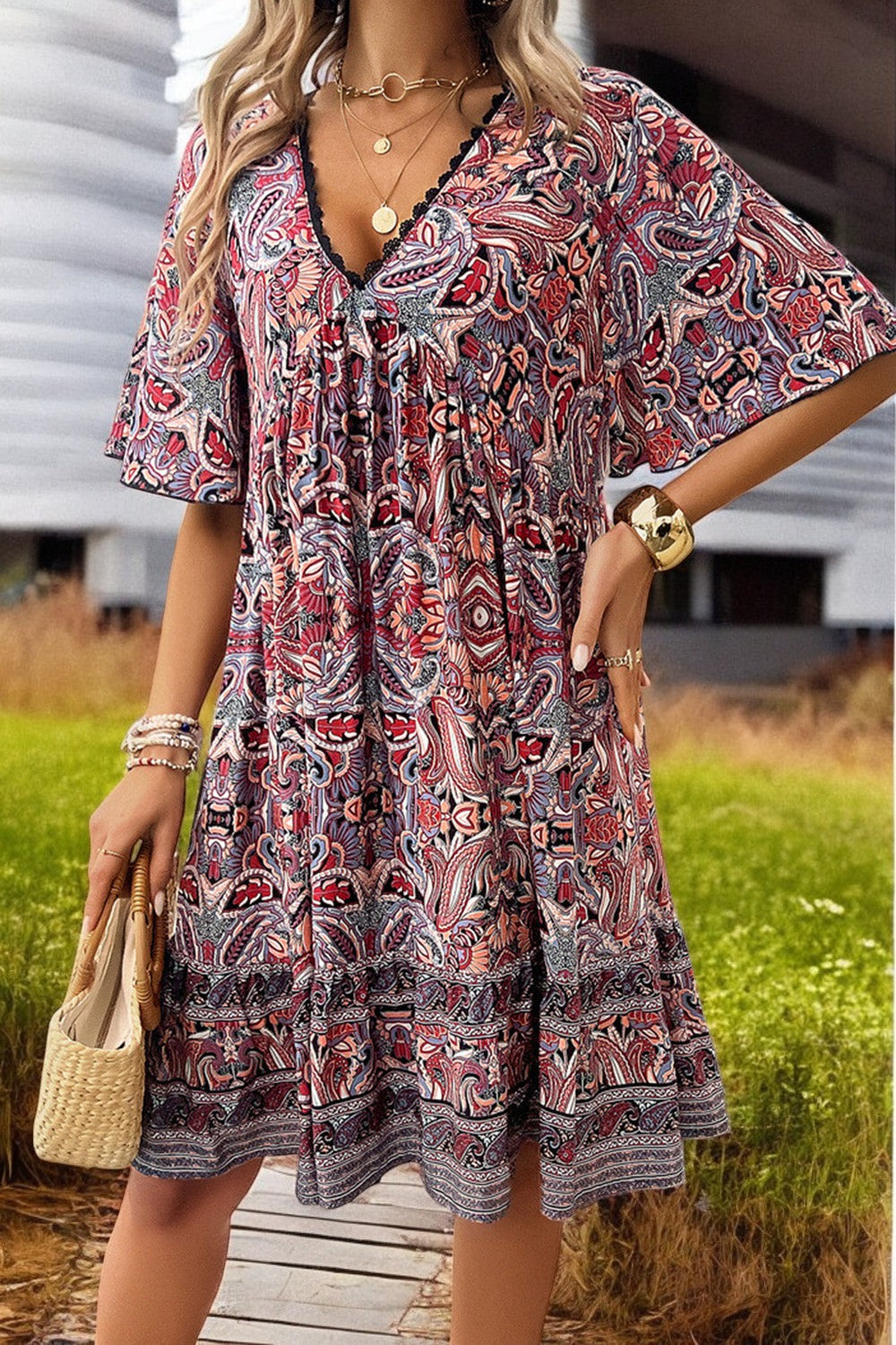Amélie - Mini-robe imprimée décolleté en V