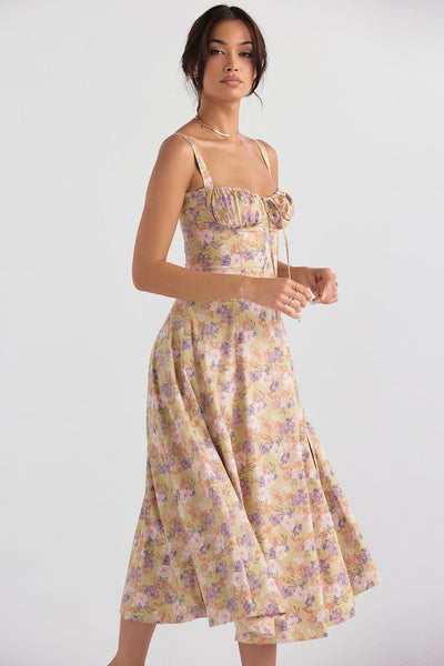 Fabiola - Robe bustier midi avec corsage et bretelles