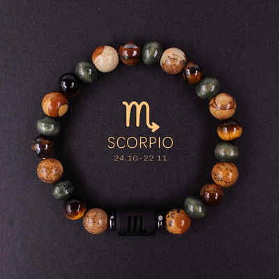 Bracelet Zodiaque en Pierres Naturelles – Ajustable et Unique