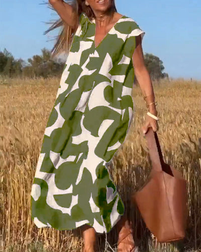Juliette - Robe maxi col V imprimée et manches papillon
