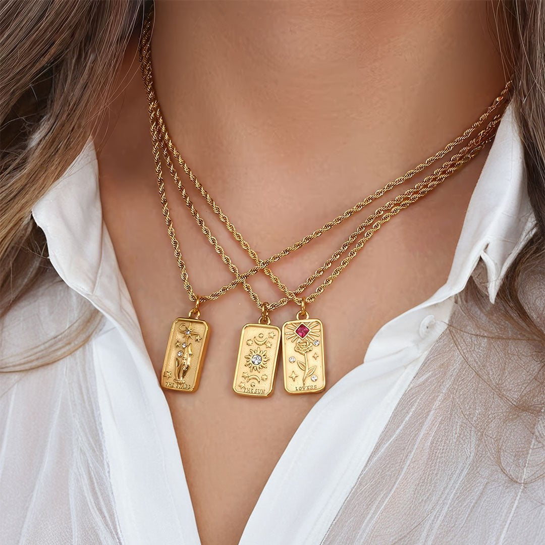 Collier Classique Tarot plaqué or 18K – Médaillons spirituels