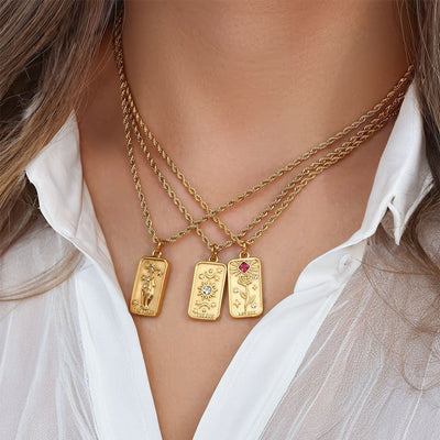 Collier Classique Tarot plaqué or 18K – Médaillons spirituels