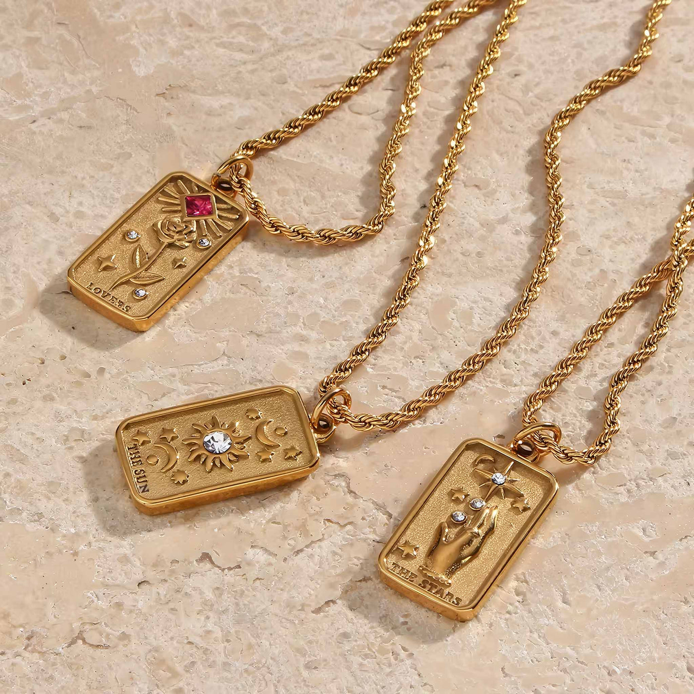 Collier Classique Tarot plaqué or 18K – Médaillons spirituels