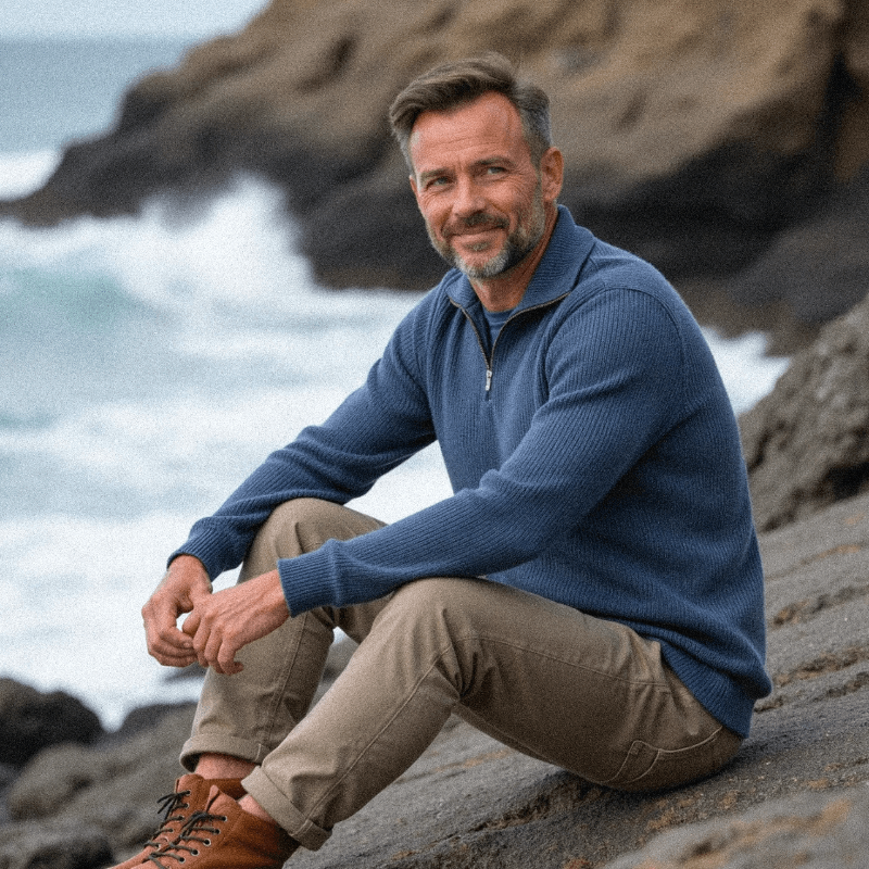 David | PULL EN MAILLE ZIPPÉ POUR HOMMES