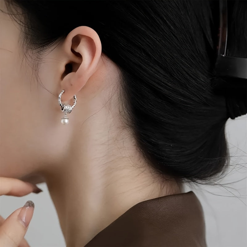 🇫🇷 Boucles d’oreilles design français des années 50 en vieil argent .925