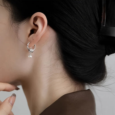 🇫🇷 Boucles d’oreilles design français des années 50 en vieil argent .925