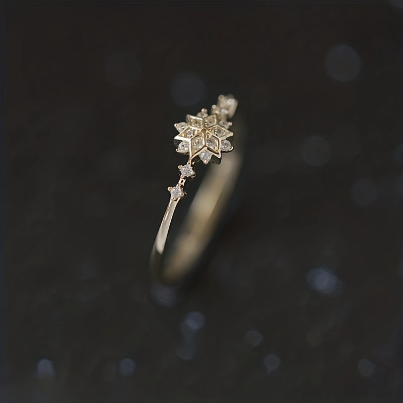 Bague en forme de flocon de neige en vieil argent .925