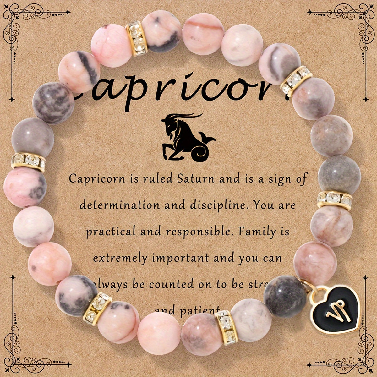 Bracelet Élastique en Pierre Naturelle avec Signe du Zodiaque
