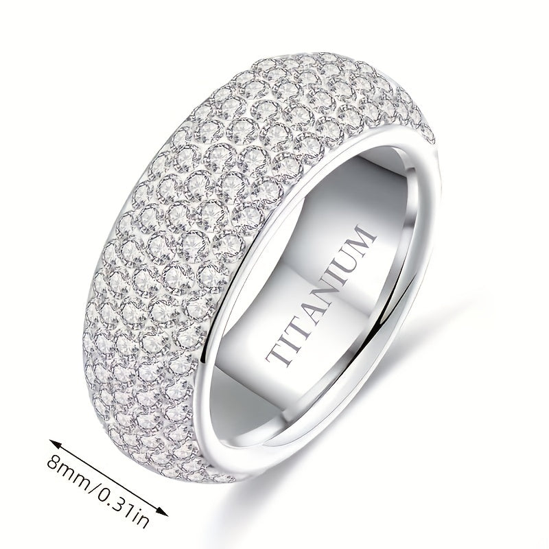Bague en titane avec diamants indiscernables du vrai