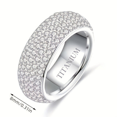 Bague en titane avec diamants indiscernables du vrai