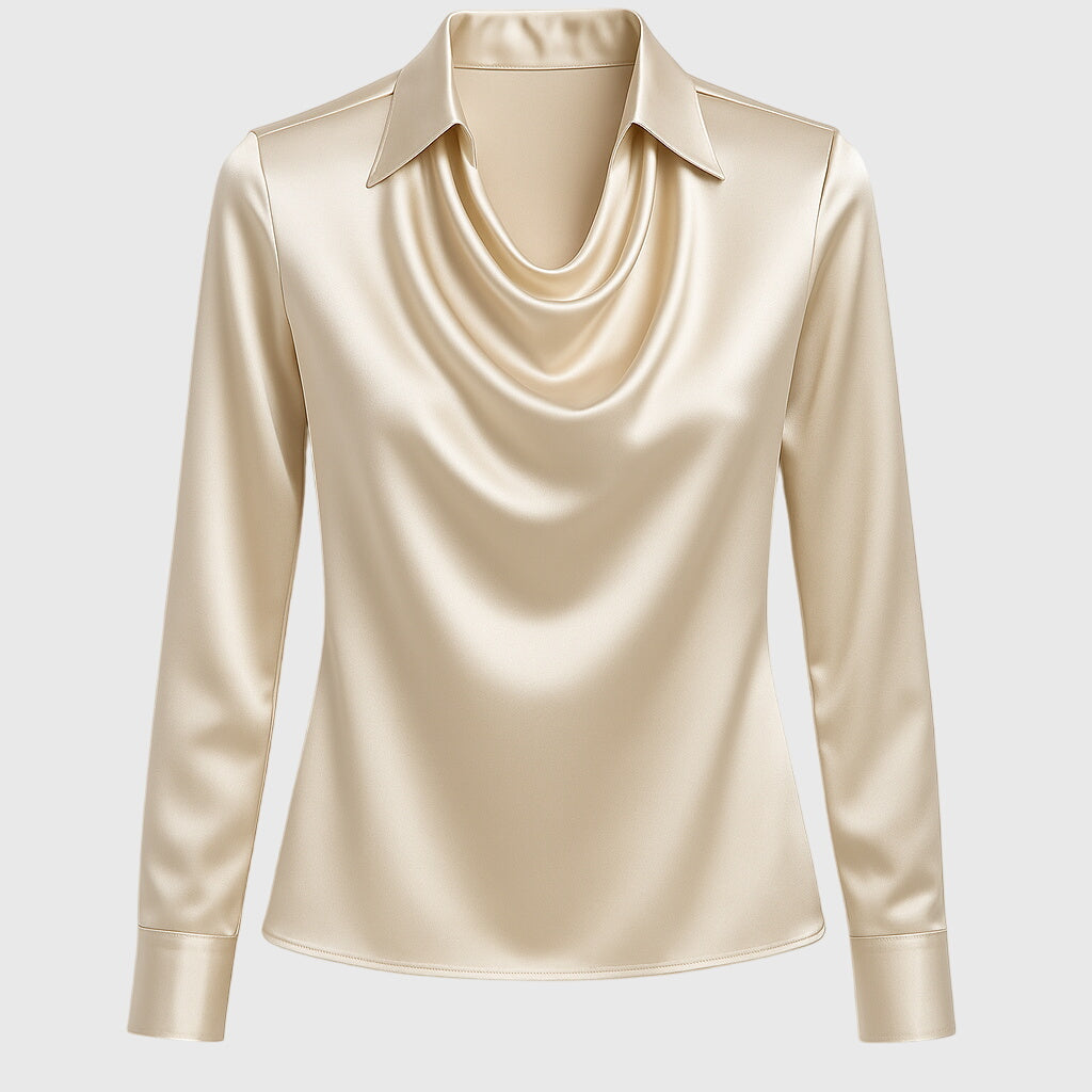 Sylvie | Blouse avec un éclat luxueux et un col plissé