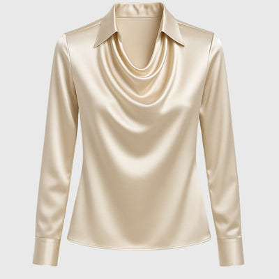 Sylvie | Blouse avec un éclat luxueux et un col plissé