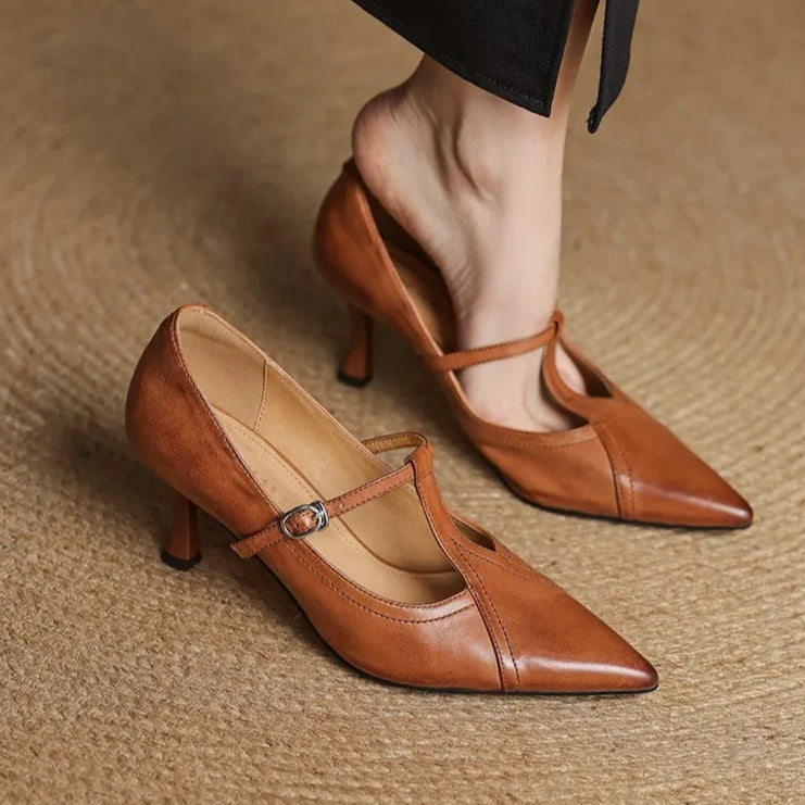 Talons à barre en T pour femmes, finition lisse et élégante - Celestine