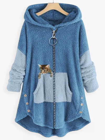 Sweat à capuche à boutons pour femmes | Longue