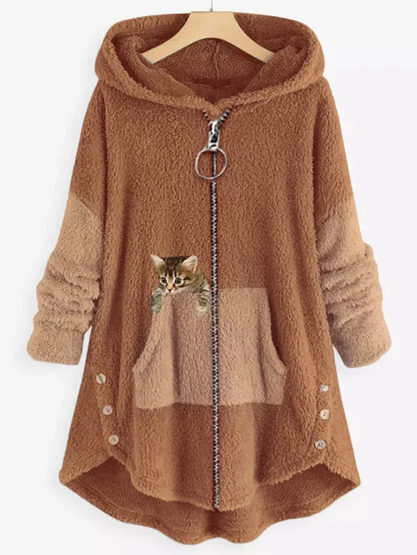 Sweat à capuche à boutons pour femmes | Longue