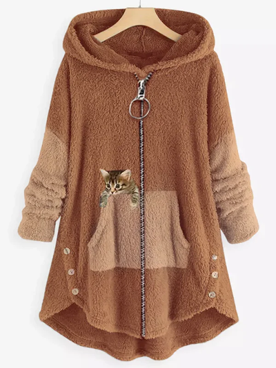 Sweat à capuche à boutons pour femmes | Longue