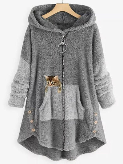 Sweat à capuche à boutons pour femmes | Longue