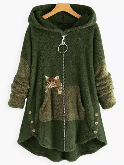 Sweat à capuche à boutons pour femmes | Longue