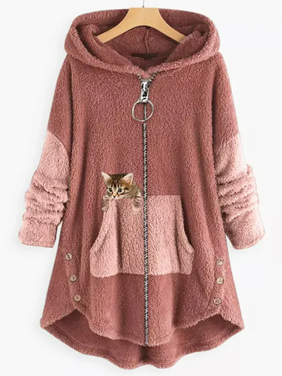 Sweat à capuche à boutons pour femmes | Longue