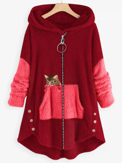 Sweat à capuche à boutons pour femmes | Longue