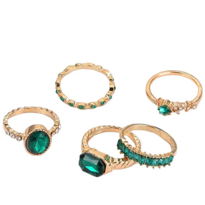 Ensemble de Bagues Émeraude Zarina | Or 18K