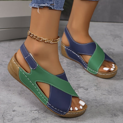 Sandales Femme à Deux Tons et Talon Compensé