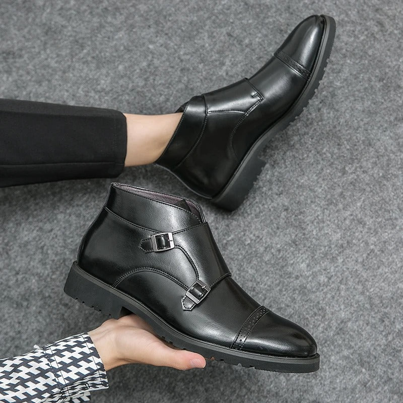 Parker | Bottines en simili cuir avec double boucle monk