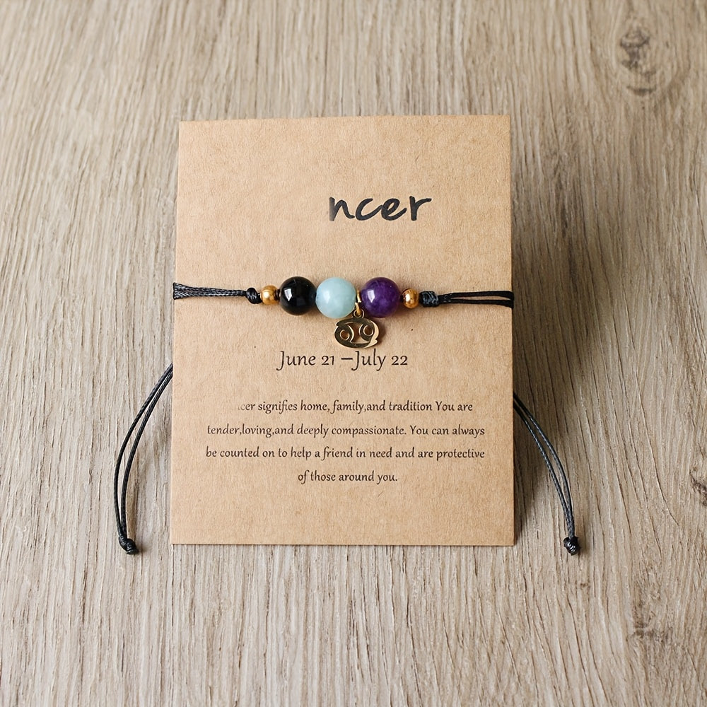 Bracelet Zodiaque Ajustable en Pierres Naturelles