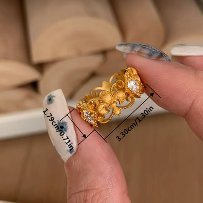 🇫🇷 Bague avec fleur de lys française en vieil or