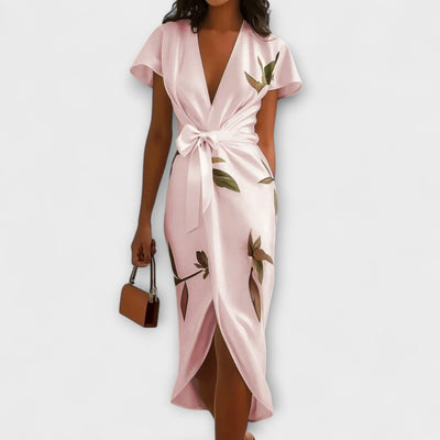 Léa | Robe portefeuille midi imprimée