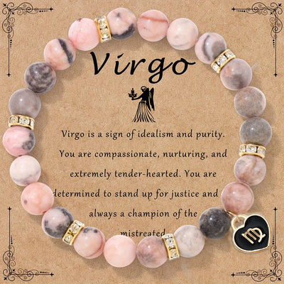 Bracelet Élastique en Pierre Naturelle avec Signe du Zodiaque